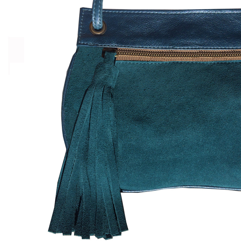 Tassel Bag - Teal Suede