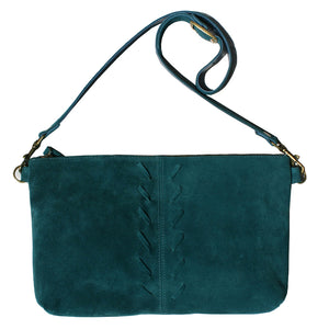 Laced Detail Bag - Teal Suede