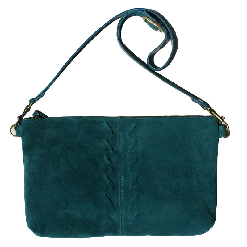 Laced Detail Bag - Teal Suede