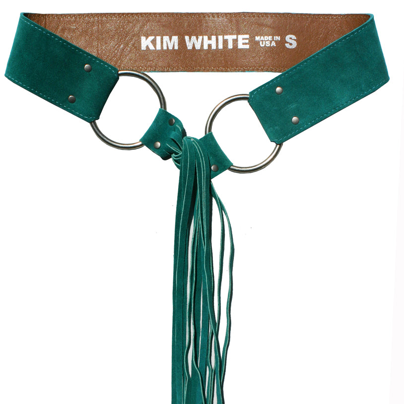 Fringe Belt -  Teal Suede