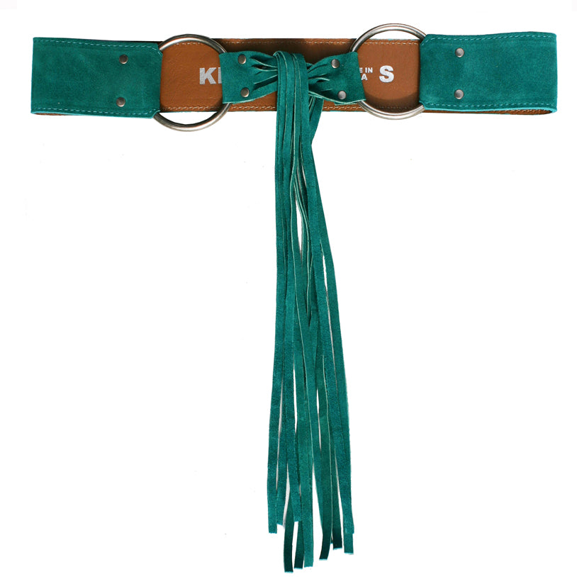 Fringe Belt -  Teal Suede