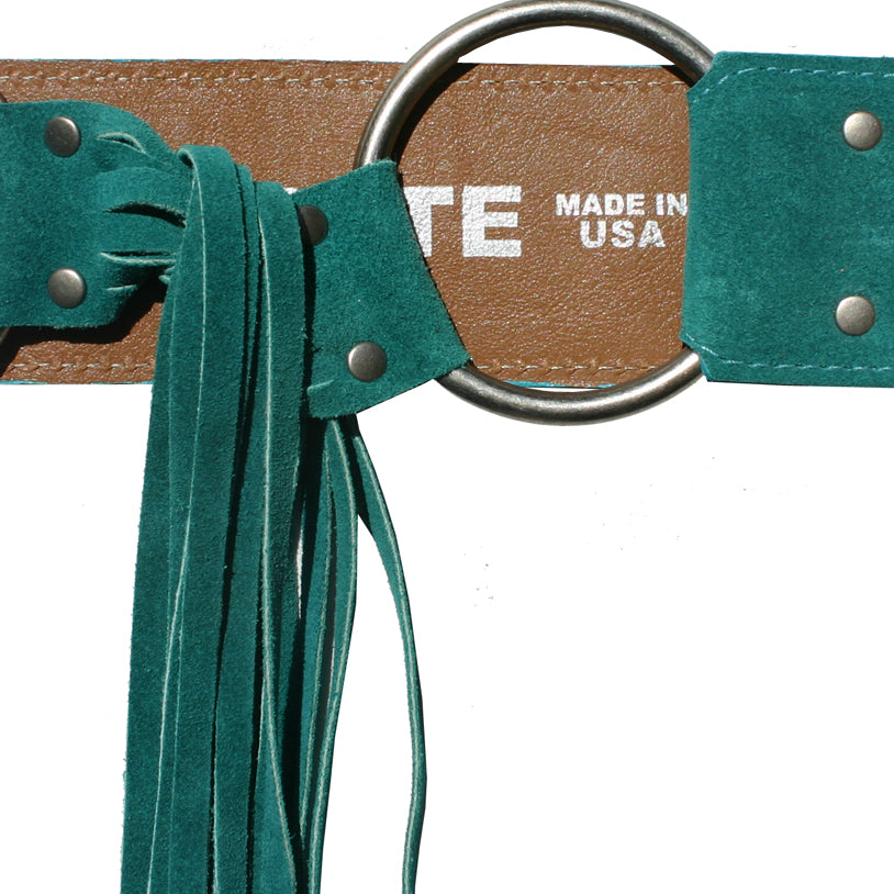 Fringe Belt -  Teal Suede