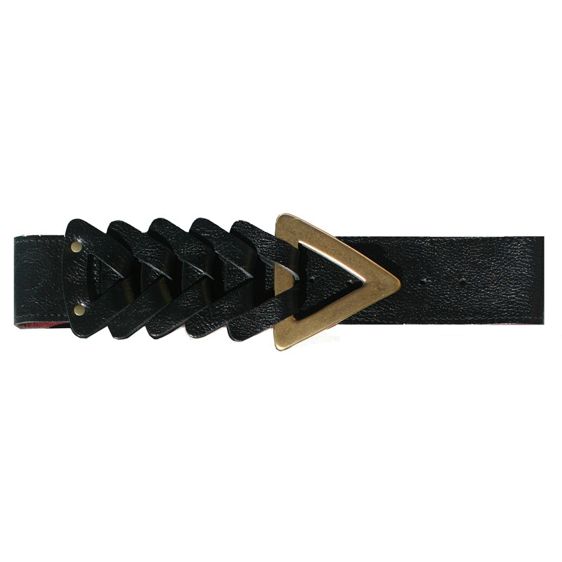 Triangle Waist Belt - Black with Antique Brass Buckle