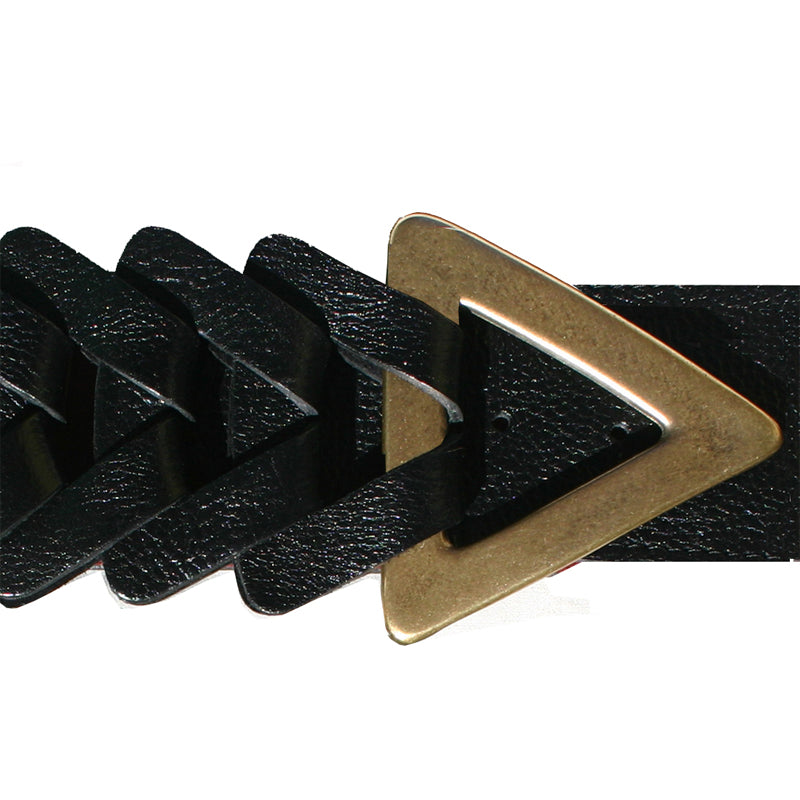 Triangle Waist Belt - Black with Antique Brass Buckle