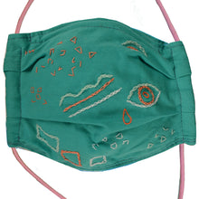 Load image into Gallery viewer, Artist Collab - Turqouise Toggle wPeach &amp; White
