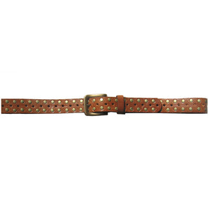 Skinny Studded Belt - Cognac