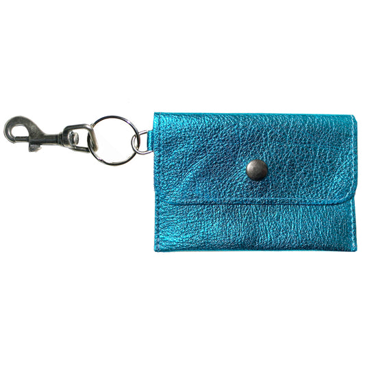 Coin Purse Key Chain - Electric Blue Metallic