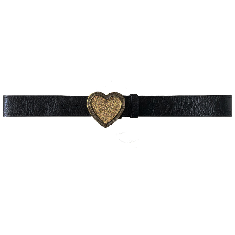 Heart Belt - Black wGold Heart