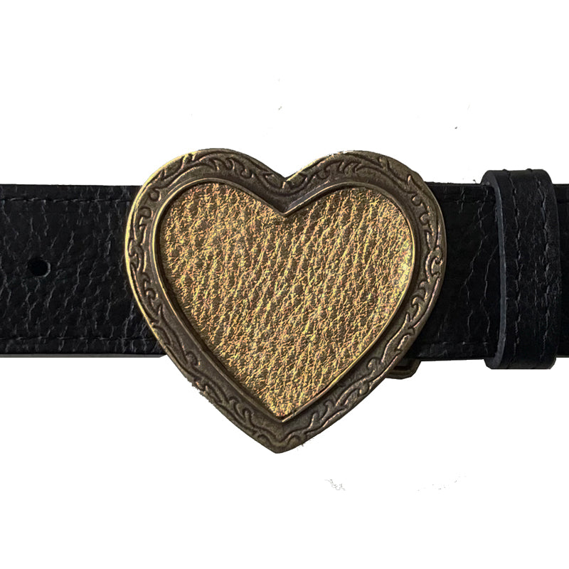 Heart Belt - Black wGold Heart