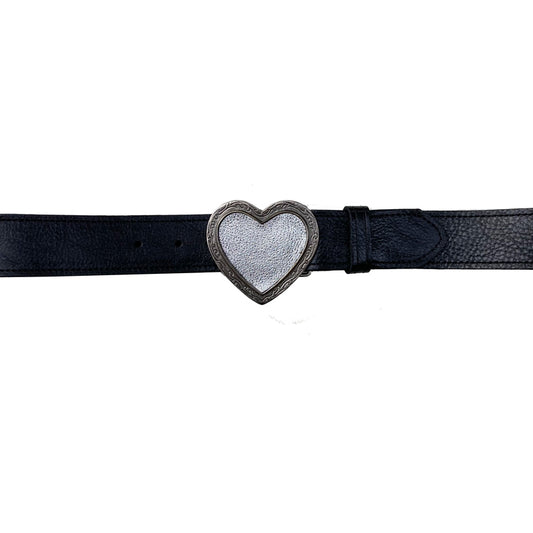 Heart Belt - Black wSilver Heart