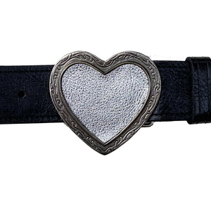 Heart Belt - Black wSilver Heart