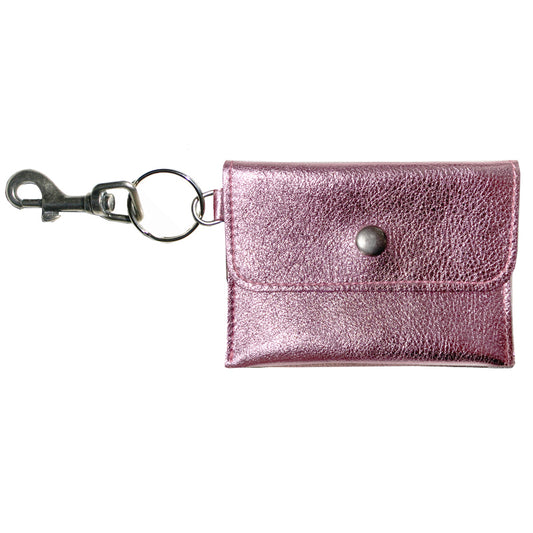 Coin Purse Key Chain - Light Pink Metallic