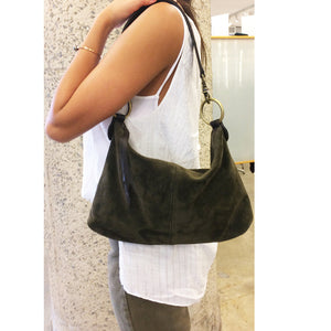 Black Leather-Look Slouchy Tote Bag